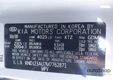 2021 Kia Soul Lx from USA, damaged, VIN KNDJ23AU7M7762871